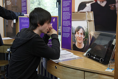 Student from Cumbernauld College at the 'Moving Stories' exhibition